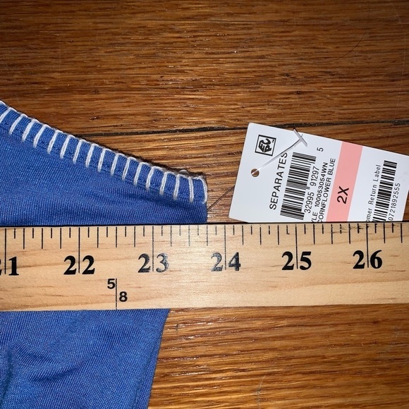 NWT Jenni intimates plus size 2X blue white stitch sleeveless top - Picture 5 of 7